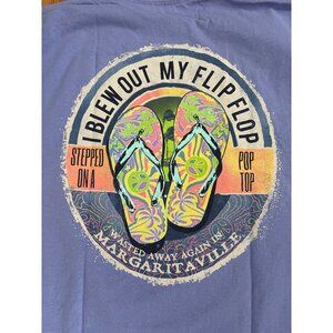 Margaritaville Shirt 3X I Blew Out My Flip Flop Graphic Design 100% Cotton Blue
